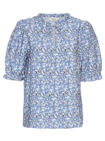 MOSS COPENHAGEN Bluse "Liriana Taila" in Hellblau/ Weiß/ Schwarz