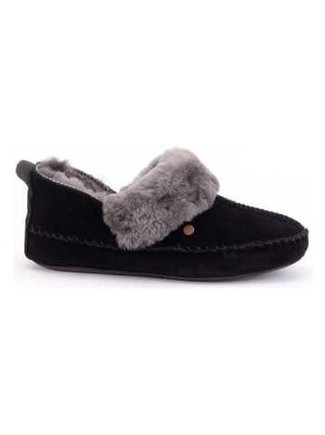 Warmbat Leder-Hausschuhe "Barrine" in Schwarz