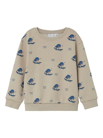 name it Bluza "Motto" w kolorze beżowo-niebieskim