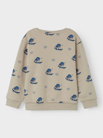 name it Bluza "Motto" w kolorze beżowo-niebieskim