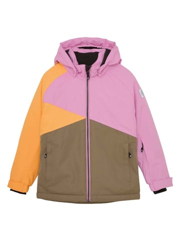 Color Kids Kurtka narciarska w kolorze jasnoróżowo-pomarańczowo-oliwkowym
