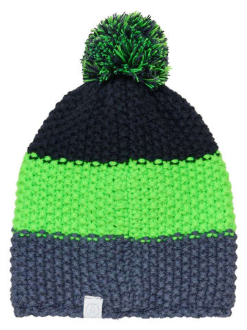 Color Kids Muts met pompon donkerblauw/groen/blauw