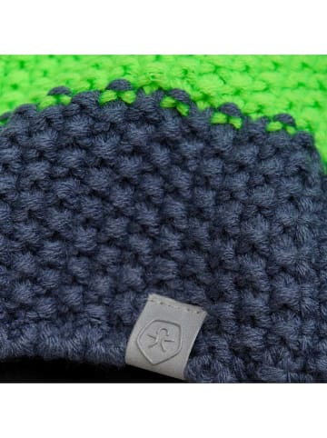 Color Kids Muts met pompon donkerblauw/groen/blauw