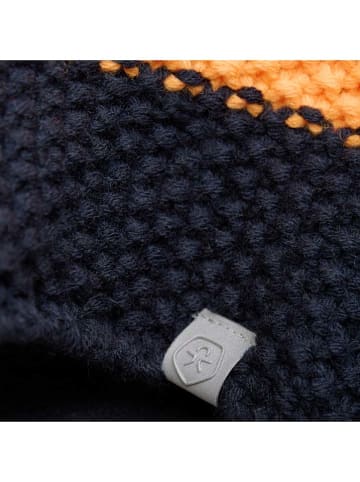 Color Kids Muts met pompon lichtbruin/geel/donkerblauw