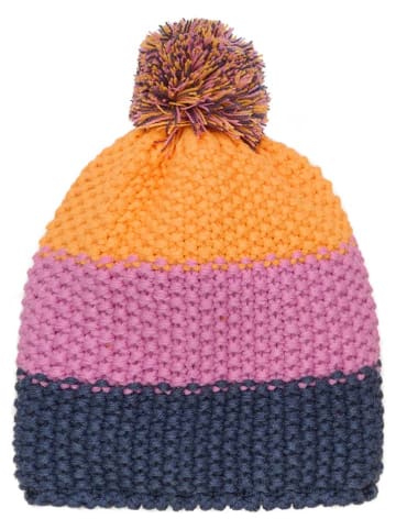Color Kids Bommelmütze in Orange/ Lila/ Dunkelblau
