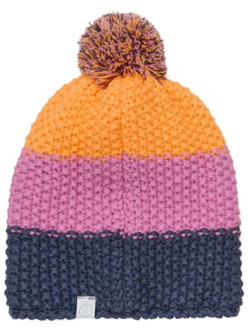 Color Kids Bommelmütze in Orange/ Lila/ Dunkelblau
