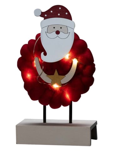 Konstsmide Houten ledsilhouet "Santa" rood/wit - (B)10 x (H)18,5 x (D)4,5 cm