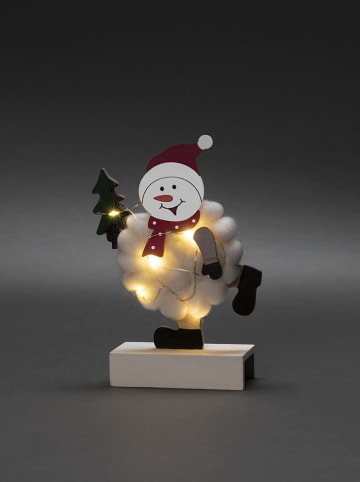 Konstsmide LED-Holzsilhouette ''Schneemann'' in Weiß/ Rot - (B)12,5 x (H)18,5 x (T)4,5 cm