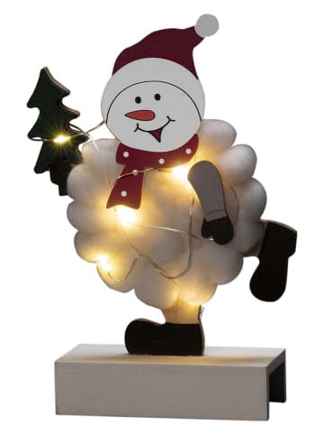 Konstsmide LED-Holzsilhouette ''Schneemann'' in Weiß/ Rot - (B)12,5 x (H)18,5 x (T)4,5 cm