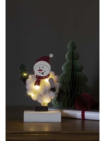 Konstsmide LED-Holzsilhouette ''Schneemann'' in Weiß/ Rot - (B)12,5 x (H)18,5 x (T)4,5 cm