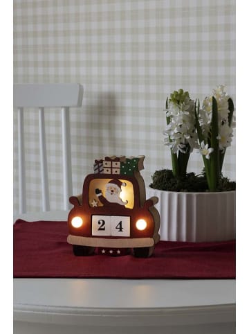 Konstsmide Houten ledsilhouet "Auto & Santa" rood - (B)13 x (H)14,3 x (D)4,5 cm