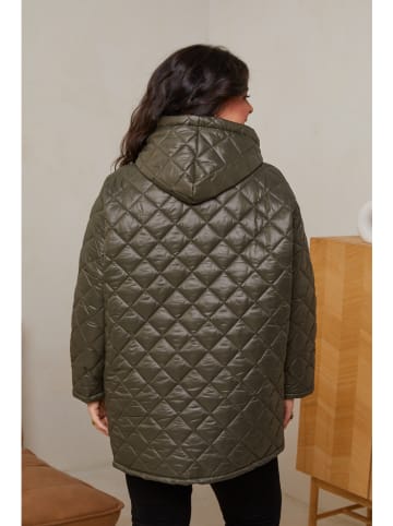 Curvy Lady Doorgestikte jas kaki