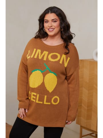 Curvy Lady Pullover in Hellbraun
