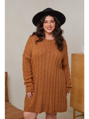 Curvy Lady Gebreide jurk lichtbruin