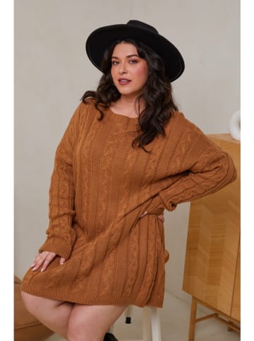 Curvy Lady Gebreide jurk lichtbruin