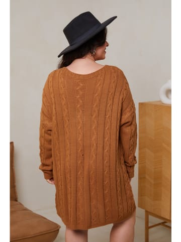 Curvy Lady Strickkleid in Hellbraun
