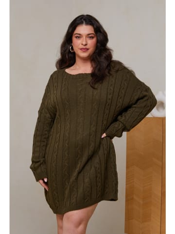 Curvy Lady Sukienka dzianinowa w kolorze khaki