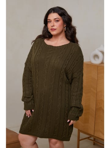 Curvy Lady Strickkleid in Khaki