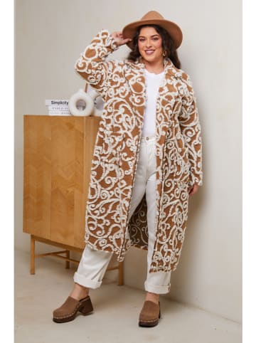 Curvy Lady Tussenmantel lichtbruin/wit