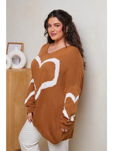 Curvy Lady Pullover in Hellbraun