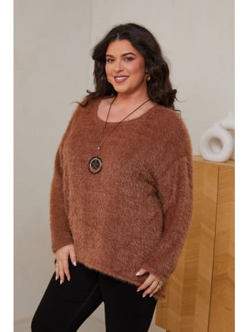 Curvy Lady Pullover in Hellbraun