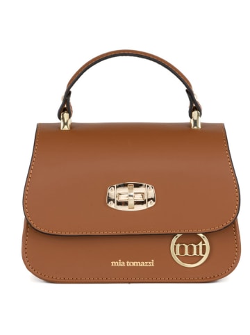 Mia Tomazzi Leren handtas "Assab" lichtbruin - (B)20,5 x (H)14 x (D)8 cm