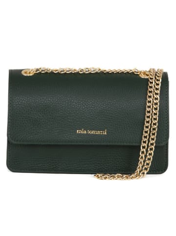 Mia Tomazzi Leder-Umhängetasche "Bagarotti" in Dunkelgrün - (B)19 x (H)15 x (T)9 cm