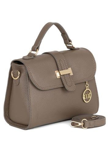 Mia Tomazzi Leren handtas "Diomede" taupe - (B)24 x (H)20 x (D)12 cm