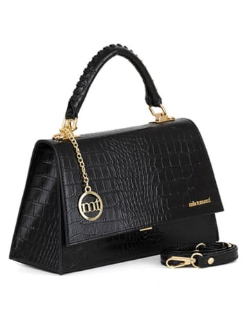 Mia Tomazzi Leder-Henkeltasche "Giacomo" in Schwarz - (B)28 x (H)17 x (T)10 cm