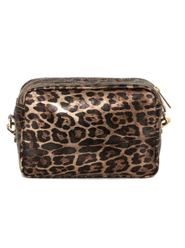 Mia Tomazzi Leren schoudertas "Caltanissetta" lichtbruin - (B)22 x (H)15 x (D)10 cm