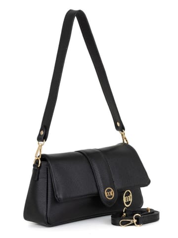 Mia Tomazzi Leder-Schultertasche "Bertinoro" in Schwarz - (B)29 x (H)16 x (T)10 cm