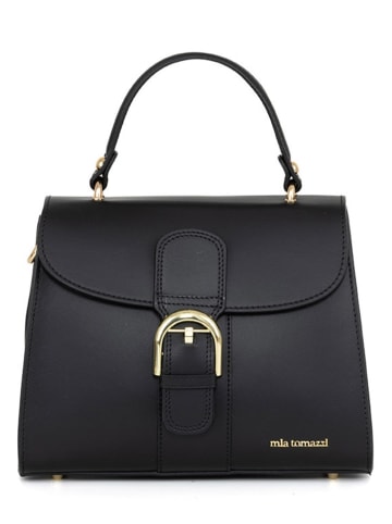 Mia Tomazzi Leder-Henkeltasche "Domaso" in Schwarz - (B)26 x (H)21 x (T)12 cm