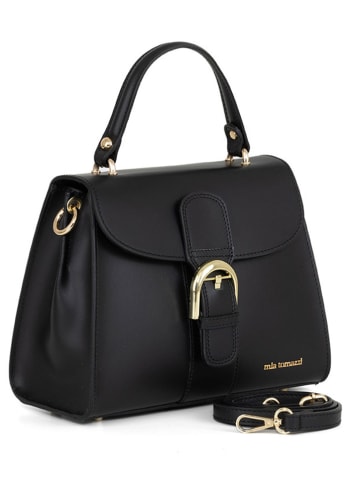 Mia Tomazzi Leder-Henkeltasche "Domaso" in Schwarz - (B)26 x (H)21 x (T)12 cm