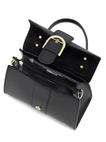 Mia Tomazzi Leder-Henkeltasche "Domaso" in Schwarz - (B)26 x (H)21 x (T)12 cm