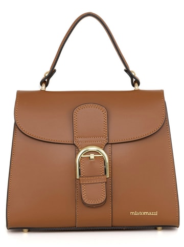 Mia Tomazzi Leren handtas "Domaso" lichtbruin - (B)26 x (H)21 x (D)12 cm