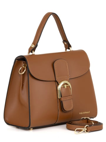 Mia Tomazzi Leren handtas "Domaso" lichtbruin - (B)26 x (H)21 x (D)12 cm