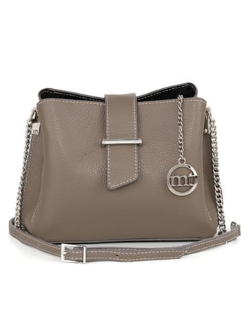 Mia Tomazzi Leren schoudertas "Cipria" taupe - (B)21 x (H)17 x (D)10 cm