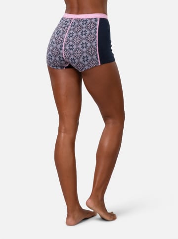 KARI TRAA Merinowollen thermoboxershort "Rose" donkerblauw/lichtroze