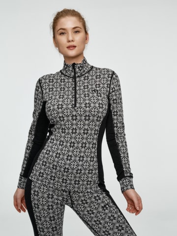 KARI TRAA Merinowollen thermo-onderhemd "Rose" zwart/wit