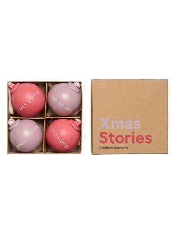 Design Letters Christbaumkugeln "XMAS" in Pink/ Lila - 4 Stück