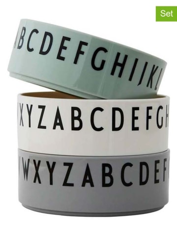 Design Letters 3er-Set: Müslischalen in Grün/ Weiß/ Grau - (H)4,2 x Ø 11 cm