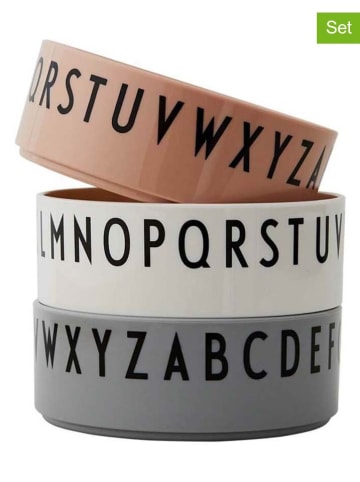 Design Letters 3er-Set: Müslischalen in Grau/ Weiß/ Hellbraun - (H)4,2 x Ø 11 cm