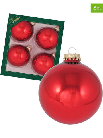 Krebs Glas Lauscha Christbaumkugeln in Rot - 4 Stück
