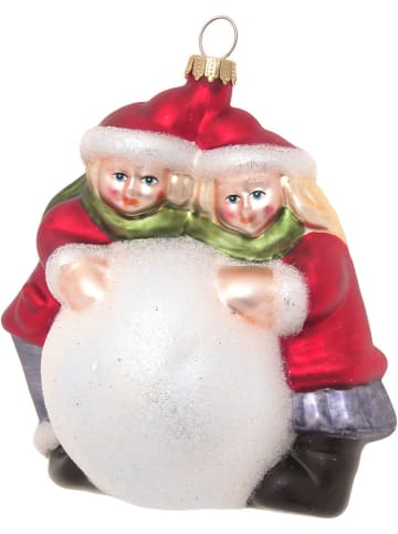 Krebs Glas Lauscha Kerstboomversiering "Spelende kinderen" wit/rood - (L)12 cm