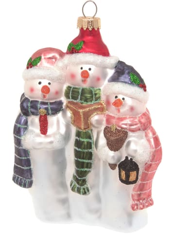 Krebs Glas Lauscha Kerstboomversiering "Sneeuwmannen" wit/meerkleurig - (L)15 cm