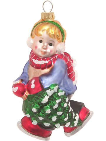 Krebs Glas Lauscha Christbaumornament "Junge mit Baum" in Bunt - (L)13 cm