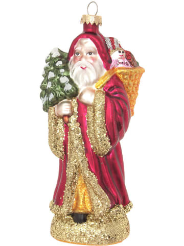 Krebs Glas Lauscha Christbaumornament "Santa" in Rot/ Gold - (L)17 cm