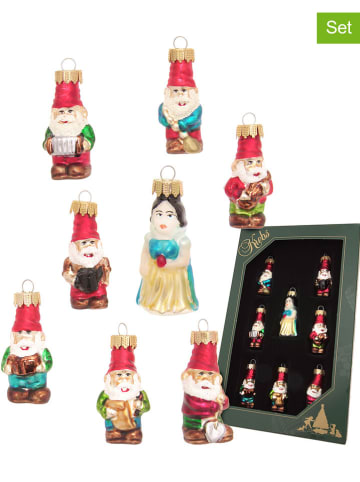Krebs Glas Lauscha Christbaumornamente "Schneewittchen" in Bunt - 8 Stück