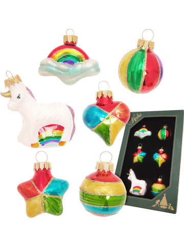 Krebs Glas Lauscha Kerstboomversiering "Mini-unicorn" meerkleurig - (L)3,5 cm
