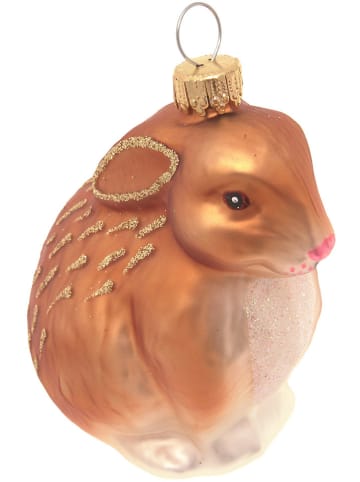 Krebs Glas Lauscha Christbaumornament "Hase" in Hellbraun - (L)9 cm